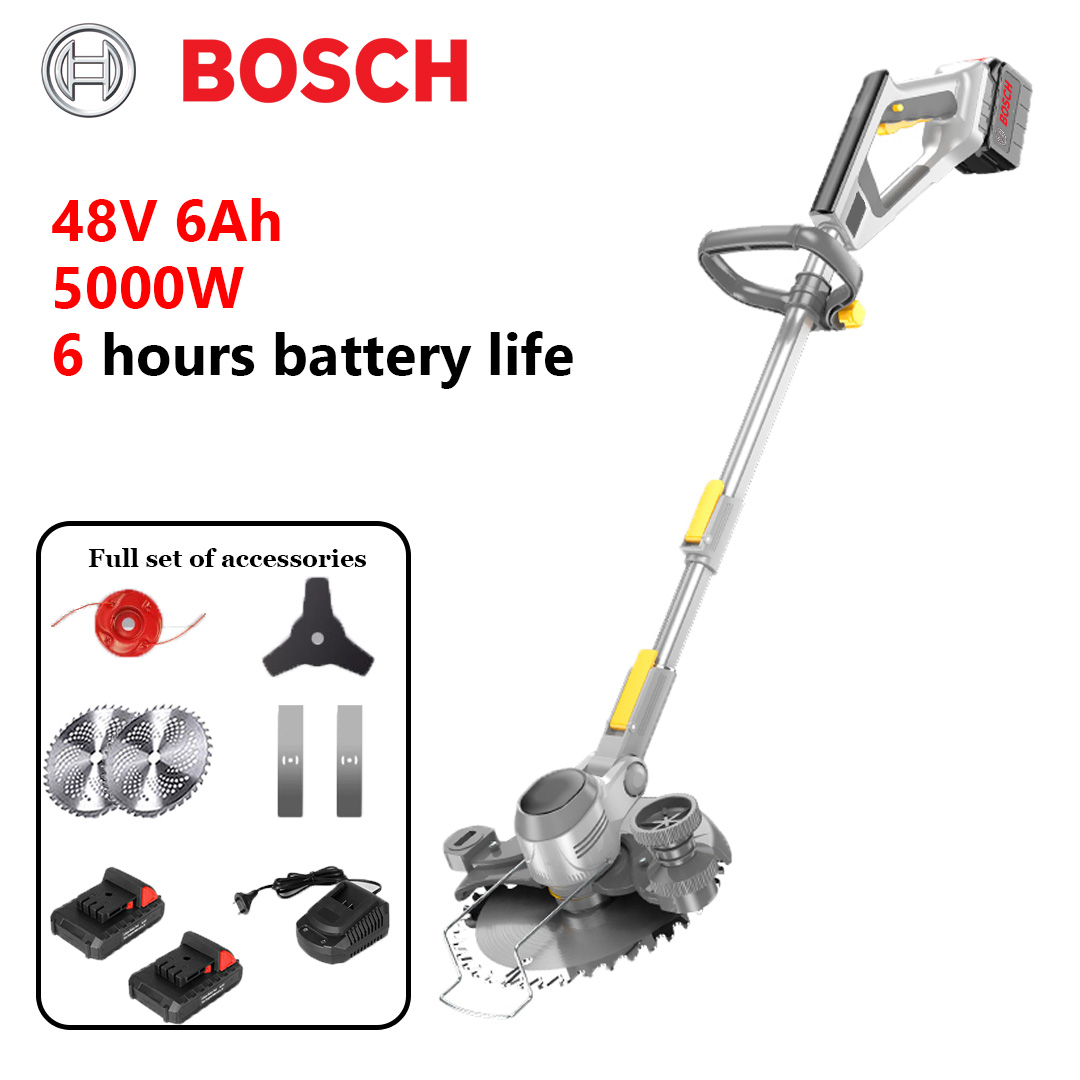 Versão básica: potência de 5000 W, bateria de 6 horas, pode cortar troncos de árvores de 10 cm (presente: bateria de lítio 48V 6Ah * 2 + lâmina de serra de liga * 2 + lâmina triangular * 1 + lâmina reta * 2 + cabeça de corte em liga * 1 + carregador rápido * 1)