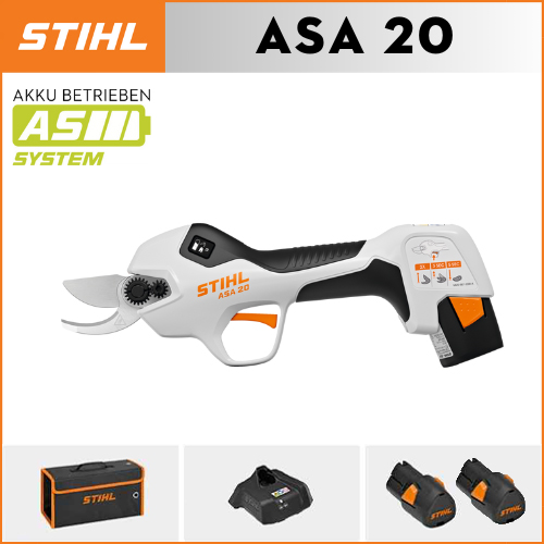 STIHL ASA20*1, bateria de lítio*2, caixa de armazenamento*1, cabeça de aparador*1, carregador*1